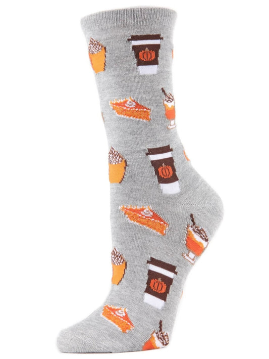 Women’s Pumpkin Spice Latte Bamboo Blend Crew Socks Medium Gray Heather