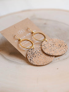 Round Tiered Leather Earrings | Rose Gold Bubble