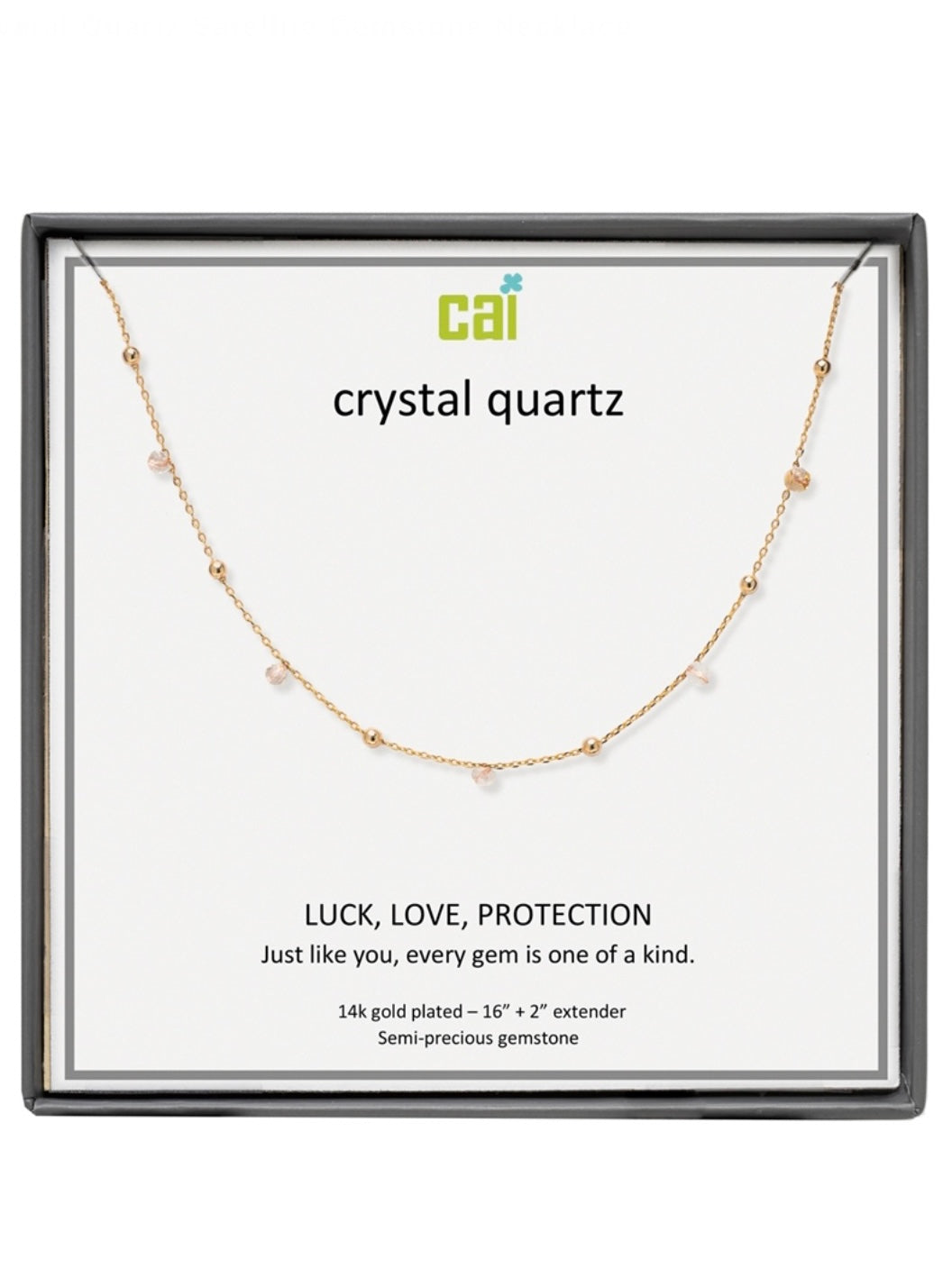 Gold Crystal Quartz Satellite Gemstone Necklace