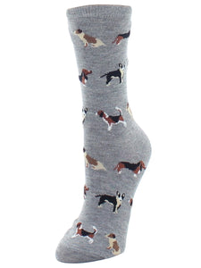 Women’s Dog Toss Bamboo Blend Crew Socks Medium Gray Heather