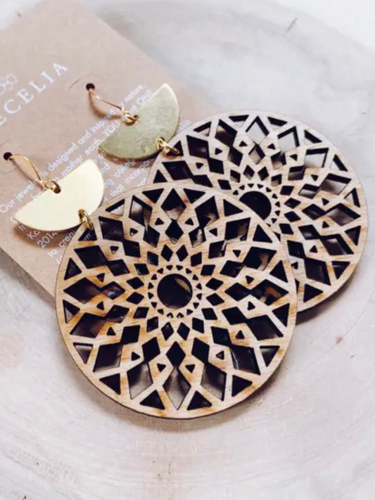 Fall Wood Earring Collection | Mandala Tiered Earrings