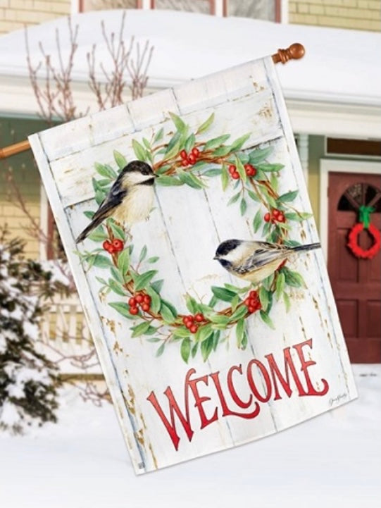 Chickadee Wreath Standard Flag (Flag Pole Sold Separately)