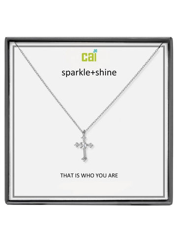 Silver Cross Sparkle + Shine Necklace