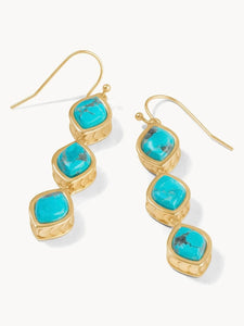 Naia Linear Drop Earrings - Turquoise Gold