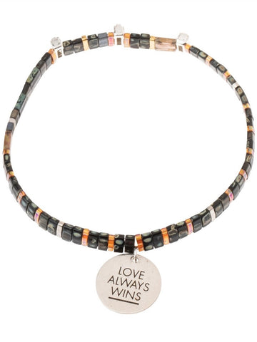 Good Karma Miyuki Charm Bracelet | Love Always Wins - Eclipse/Sparkle/Silver