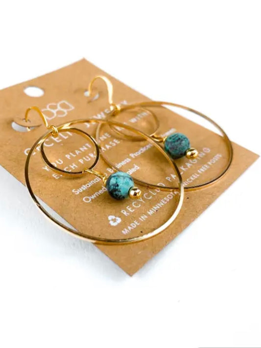 Beaded Double Hoop Earrings | African Turquoise