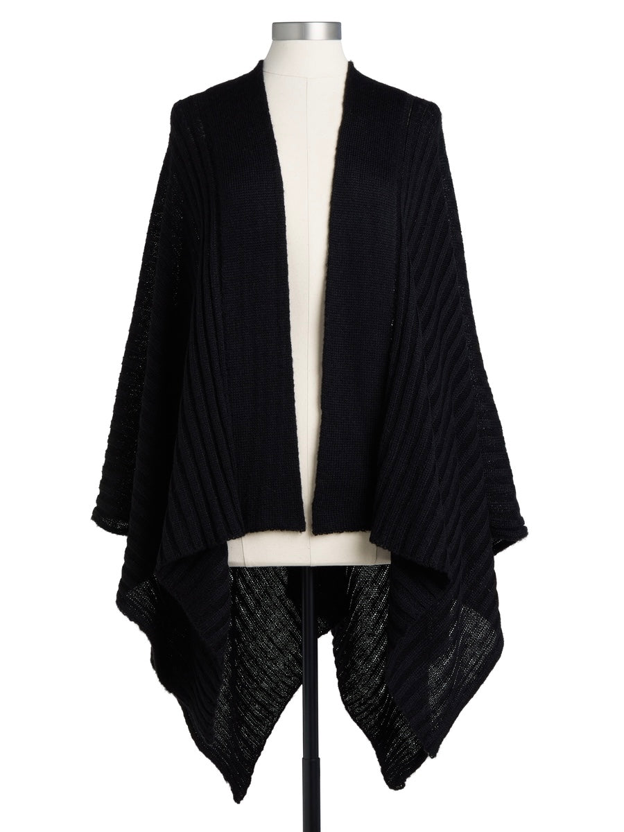 Black Ribbed Knit Duster
