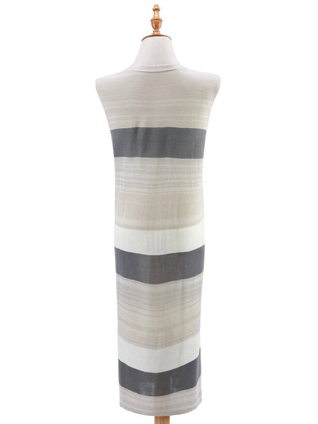 Knit Vest in Taupe/Gray Stripe