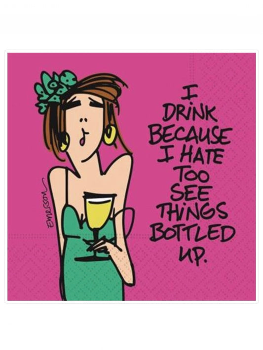 Hate Wine Bottled Up Beverage Napkin