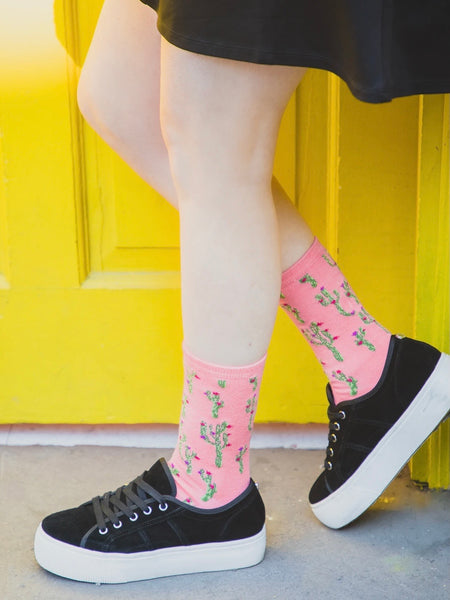 Women’s Cactus Bamboo Blend Crew Socks Confetti Pink