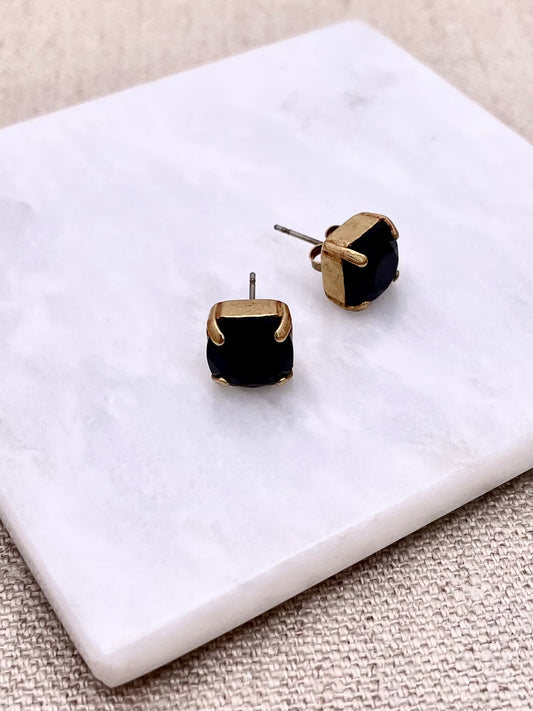 Emilie Post Earring - Gold with Jet
