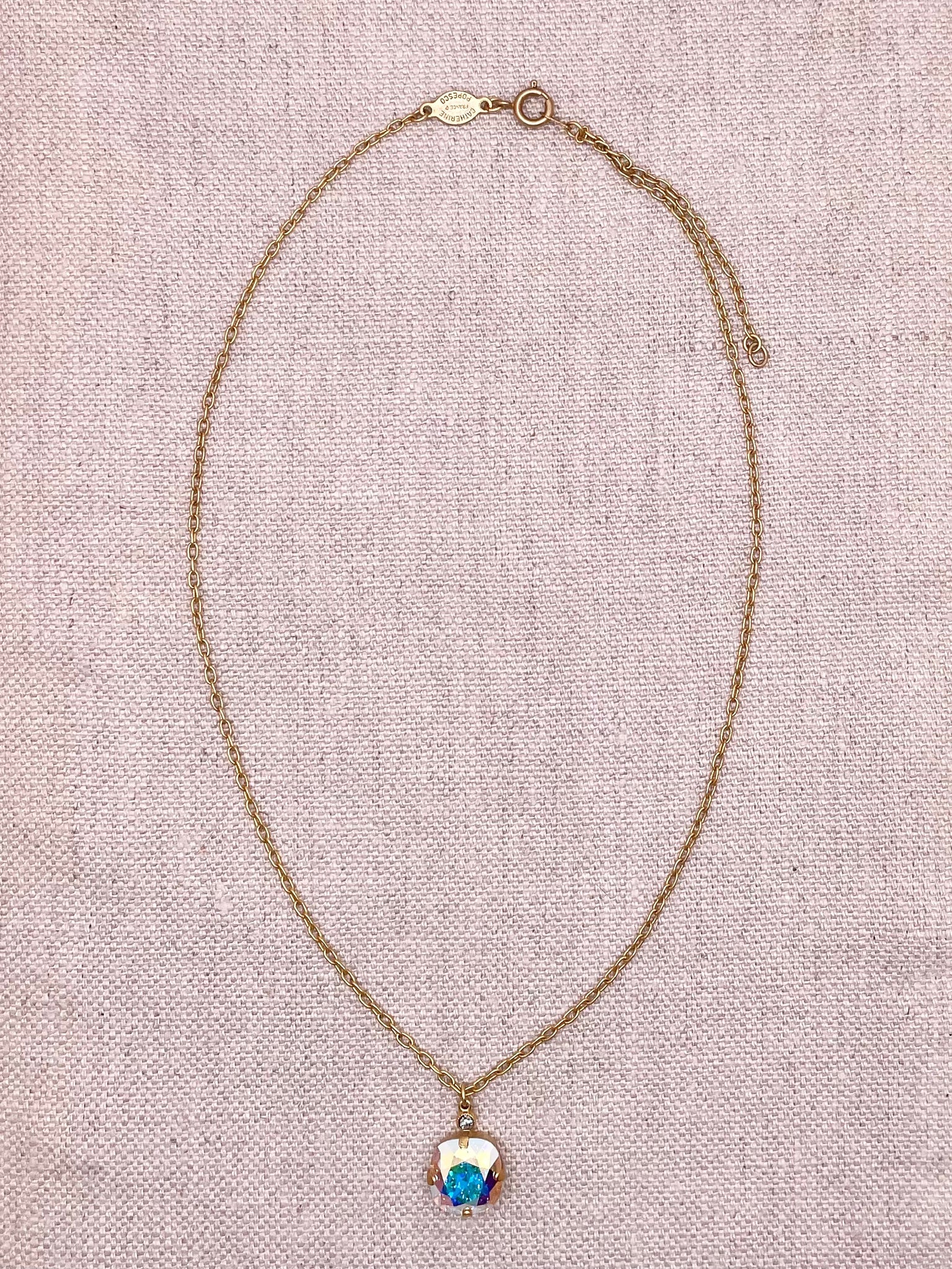 Anne Necklace - Gold with AB Crystal
