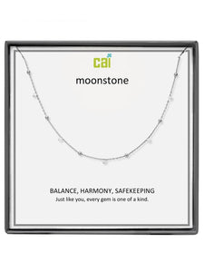 Silver Moonstone Satellite Gemstone Necklace