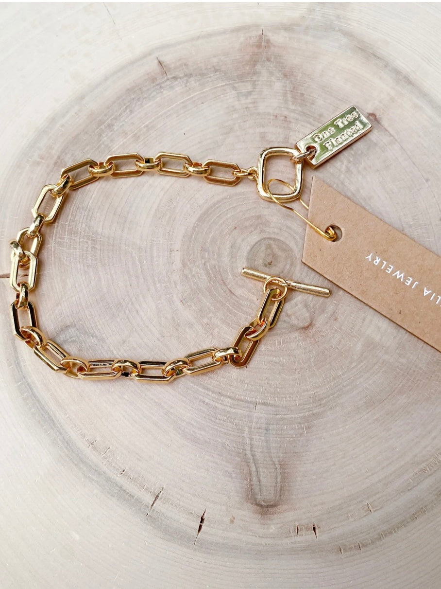 Toggle Clasp Chain Bracelet | Rectangle Link