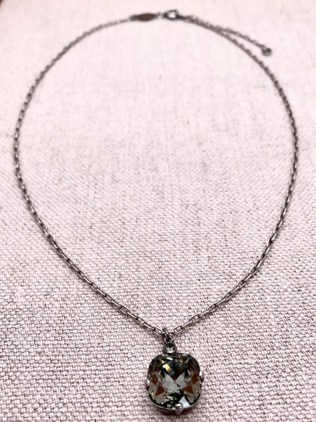 Anne Necklace - Silver with Black Diamond