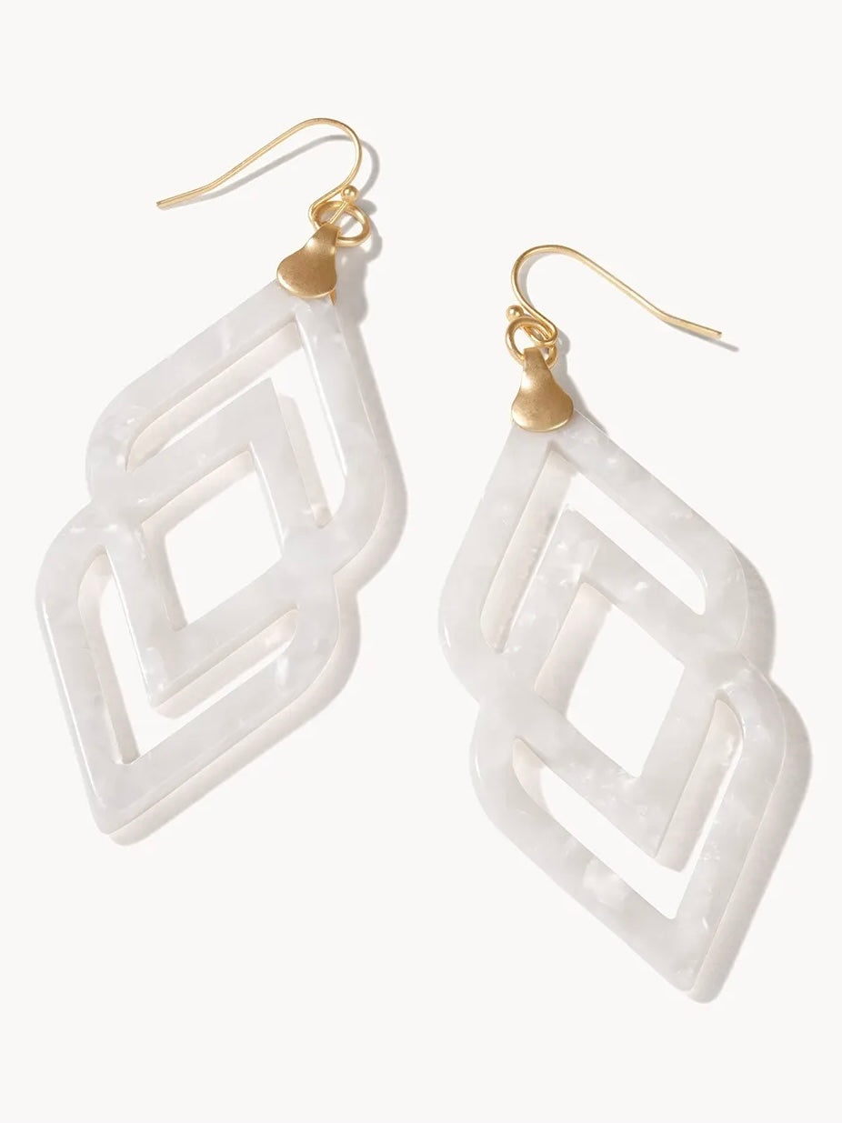 Deco Drama Earrings - White Shimmer