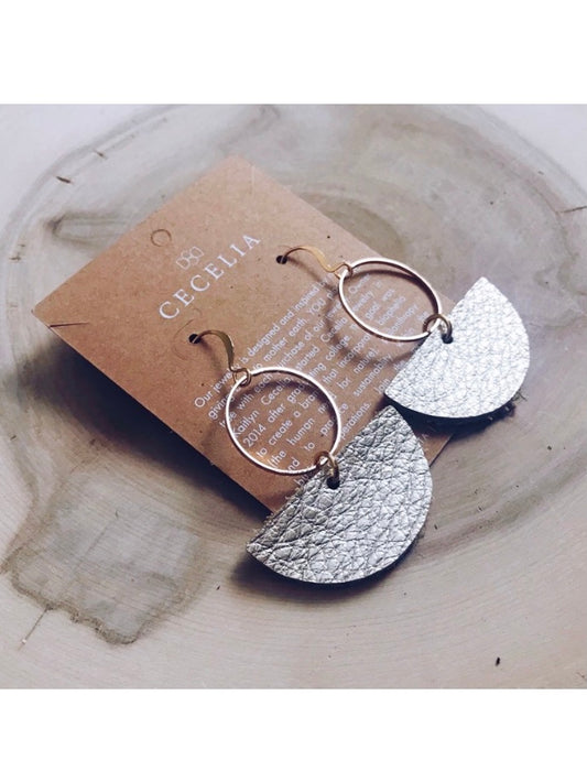 Geometric Leather Earrings | Champagne