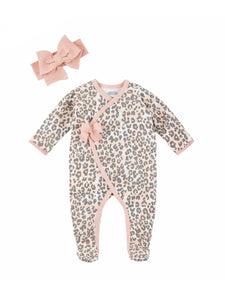 Pink Leopard Baby Sleeper Set
