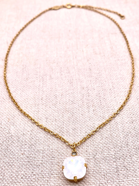 Anne Necklace - Gold with White Opal