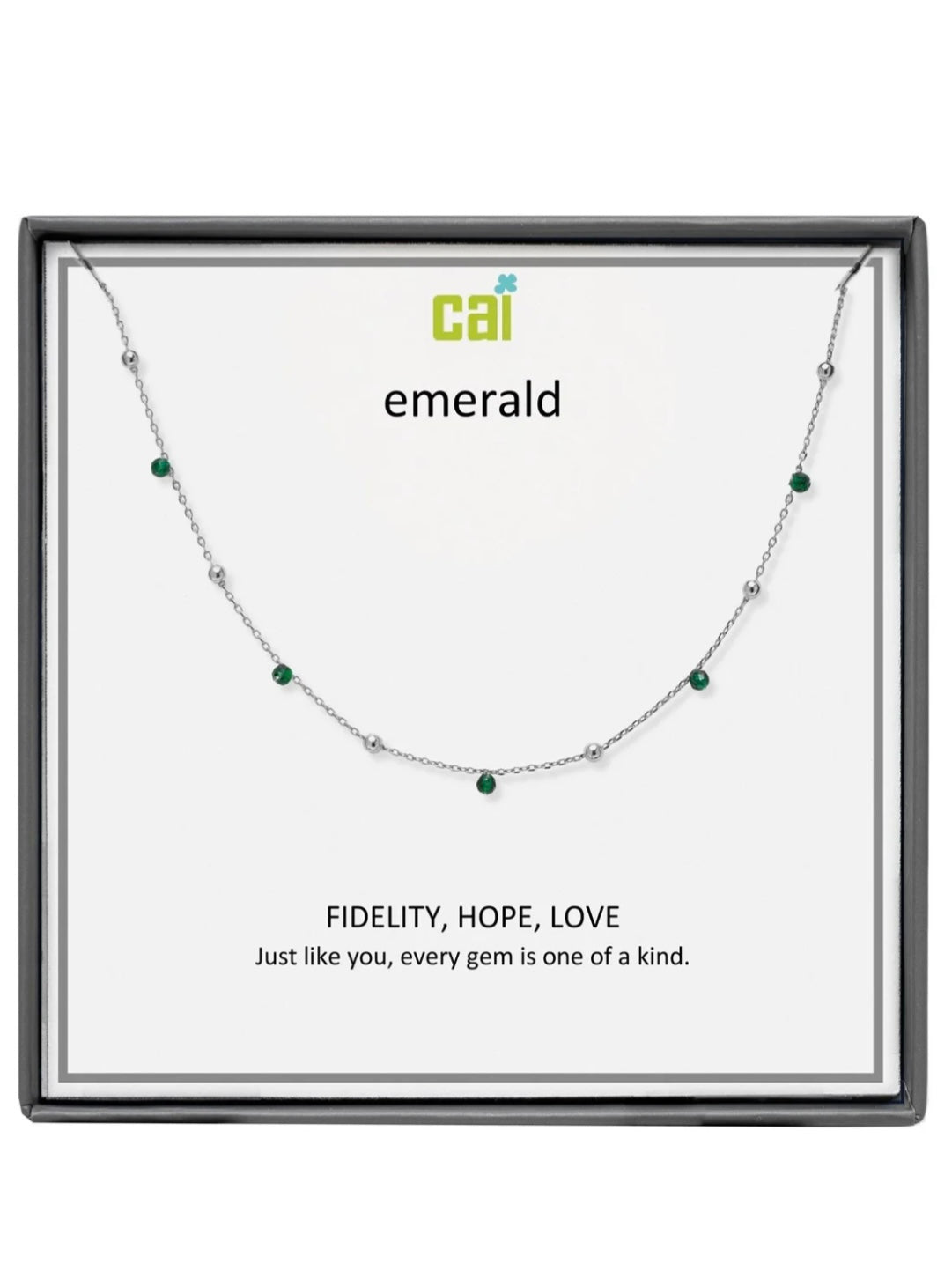 Silver Emerald Satellite Gemstone Necklace