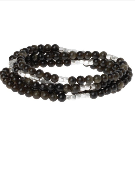 Obsidian - Stone of Reflection Wrap Bracelet / Necklace