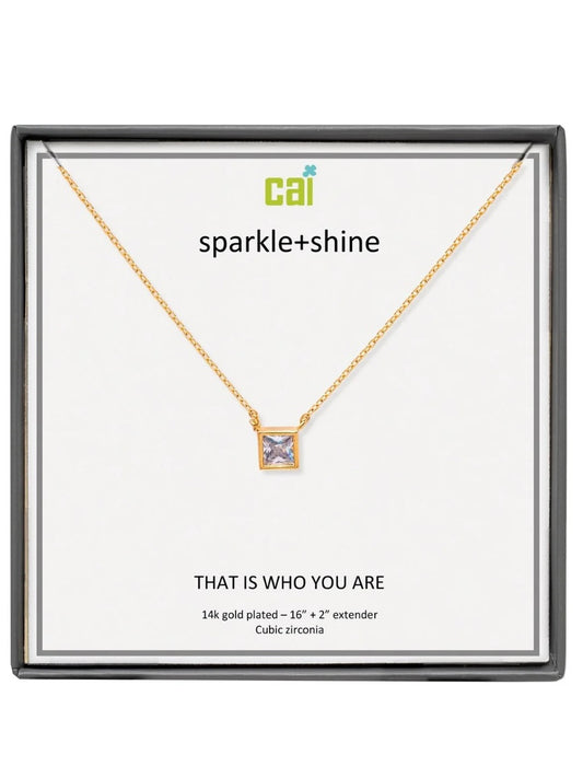 Gold Square Sparkle + Shine Necklace