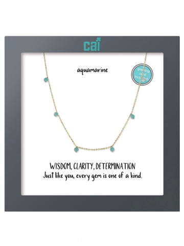 Aquamarine Celestial Gemstone Gold Necklace