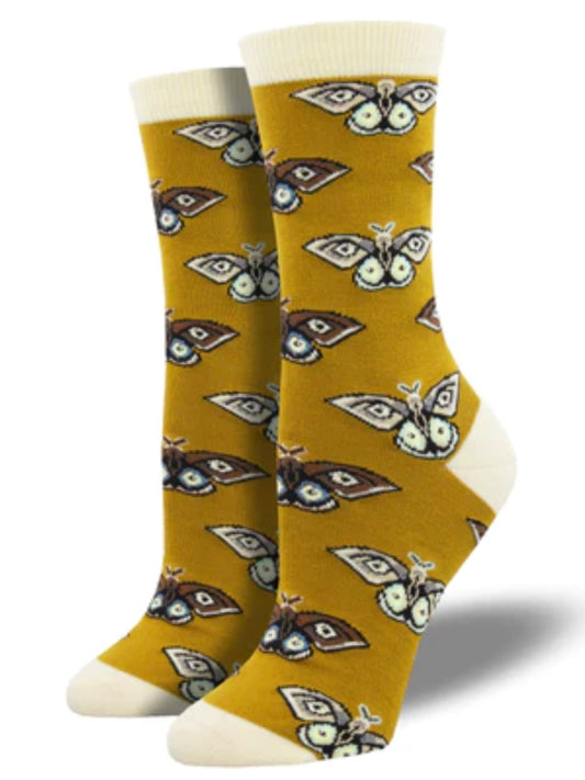 Women’s Bamboo Vintage Moths Socks Gold