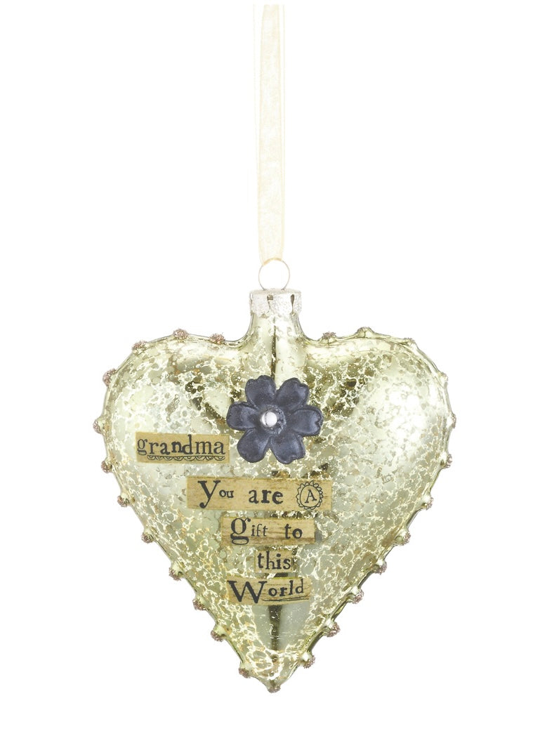 Grandma Glass Heart Ornament