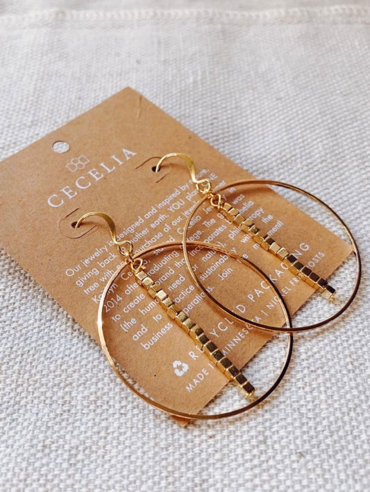 Hepburn Drop Earrings | 2 mm Shiny Square