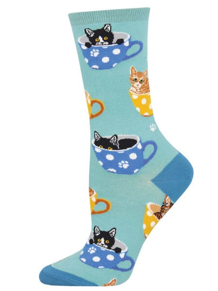 Women’s Cat-feinated Socks Sky Blue