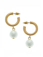 Beth Pearl Drop Hoop Earrings in Ivory