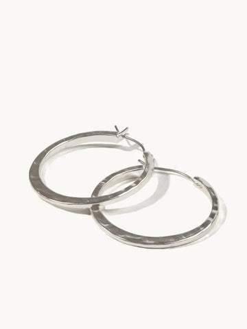 Textured Hoop Earrings - Silver