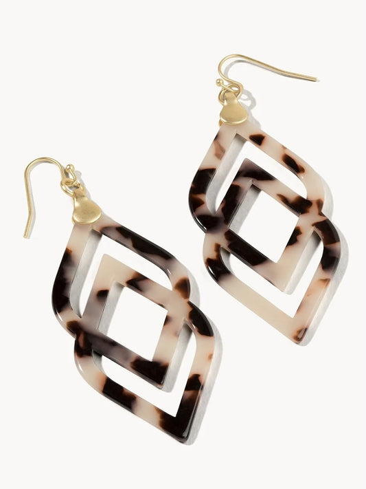 Deco Drama Earrings - White Tortoise