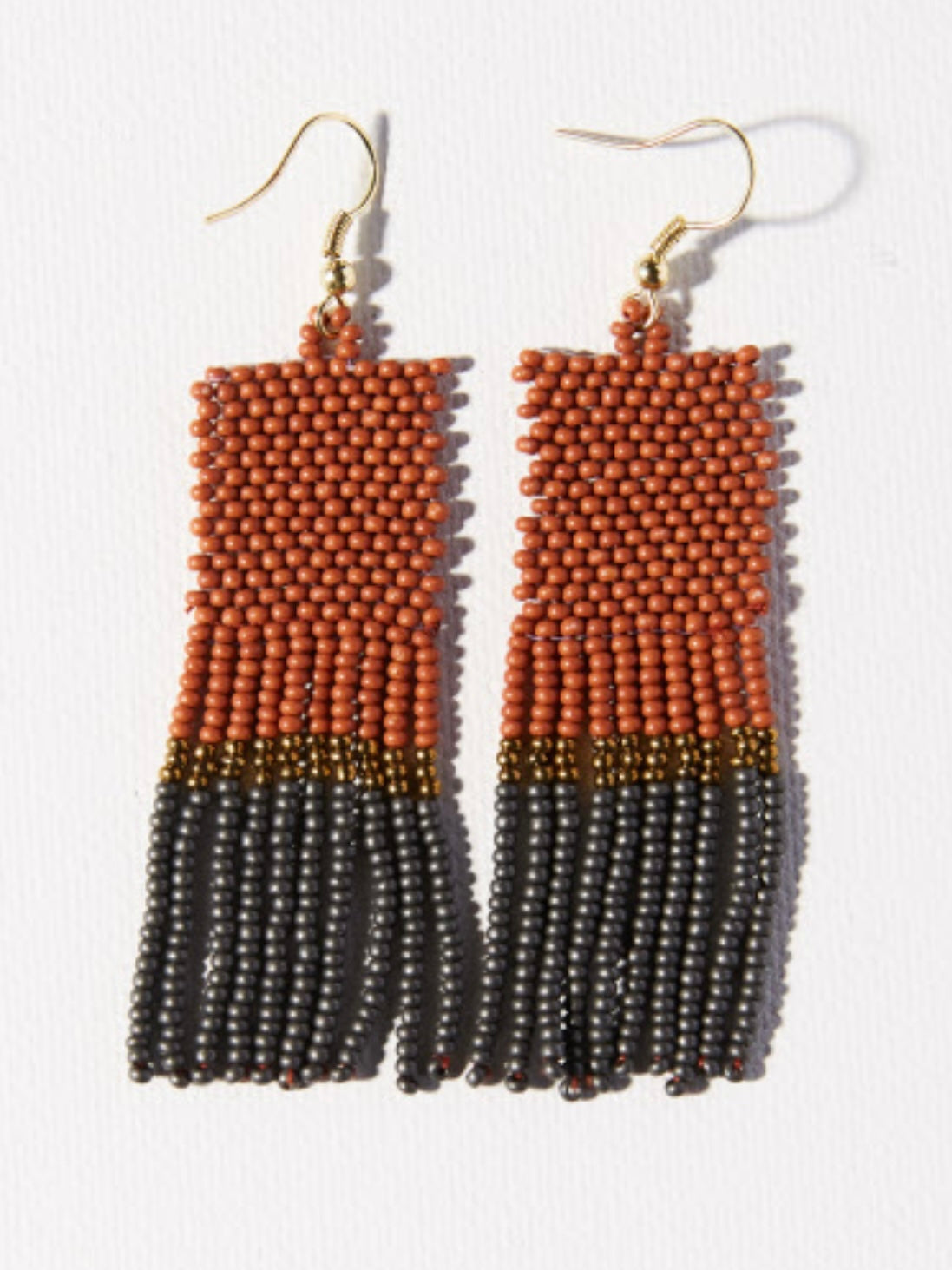 Rust Grey Color Block Earrings