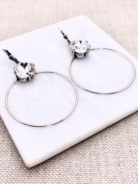 Carole Earrings - Silver with Crystal