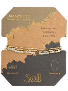 Delicate Stone Amazonite - Stone of Courage Wrap Bracelet/Necklace