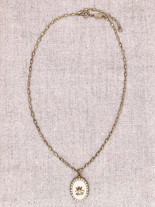 Sylvie Necklace - Gold with White