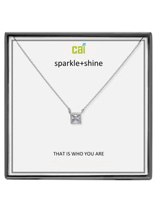 Silver Square Sparkle + Shine Necklace