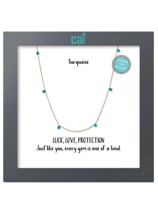 Turquoise Celestial Gemstone Gold Necklace