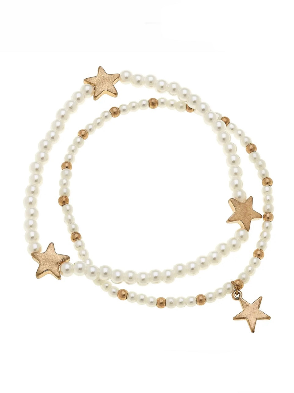 Aria Layered Pearl in Worn Gold (Set of 2) - Stars