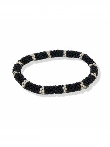 Black And Ivory Stripe Slide And Stack Bracelet