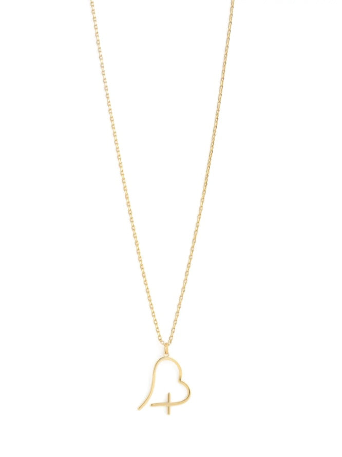 Free Form Heart Cross Necklace - Gold