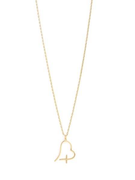 Free Form Heart Cross Necklace - Gold