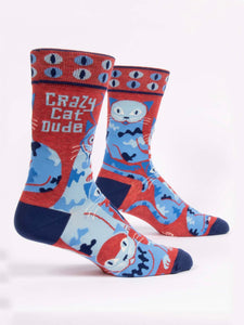 Men’s Crazy Cat Dude Crew Socks