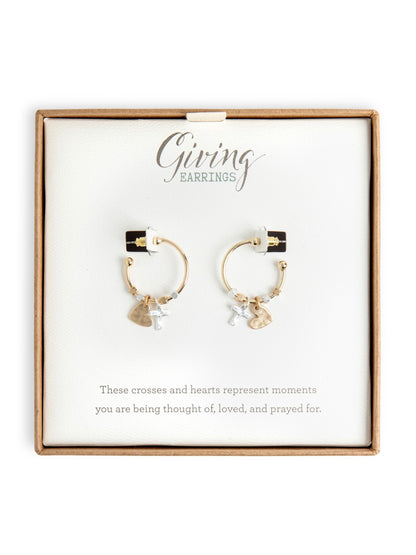 Giving Earrings - Heart & Cross