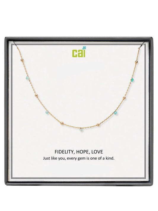 Gold Aquamarine Satellite Gemstone Necklace