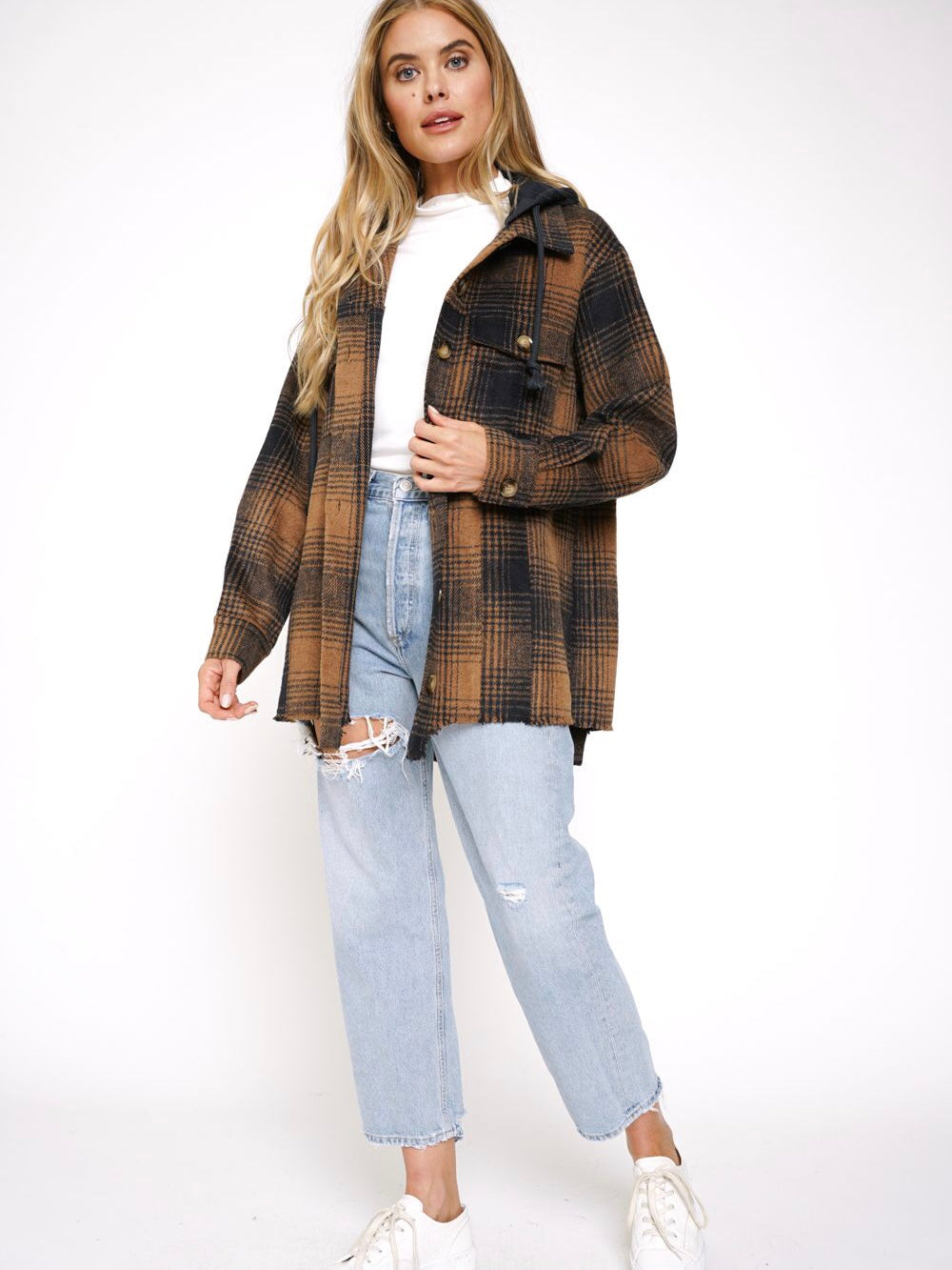 Beatrice Plaid Jacket - Tan