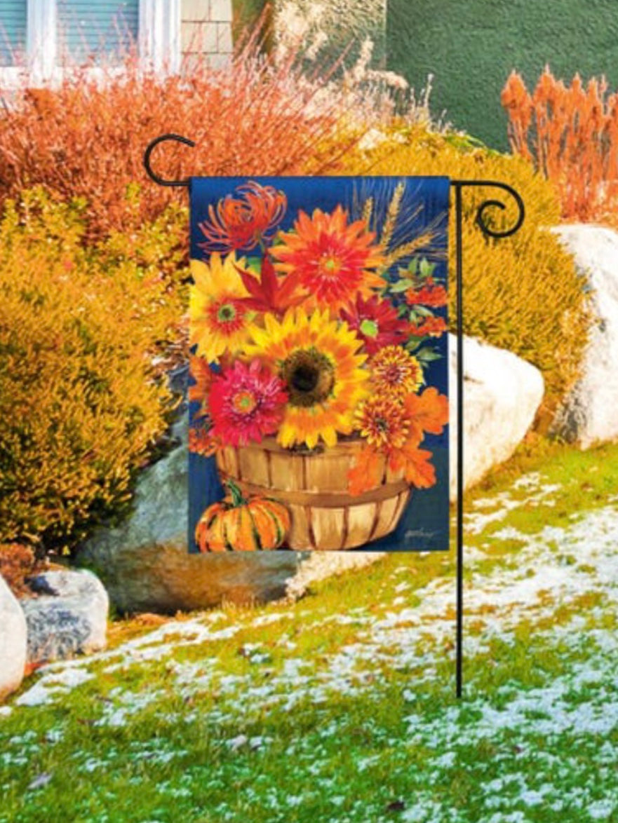 Fall Bushel Basket Garden Flag (Flag Stand Sold Separately)