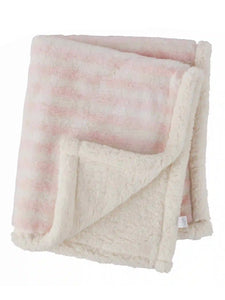 Pink Striped Faux Fur Blanket